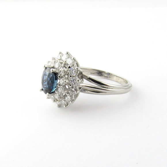 Vintage Platinum Natural Sapphire and Diamond Ring Size 6.5 #5235 - Picture 3 of 10